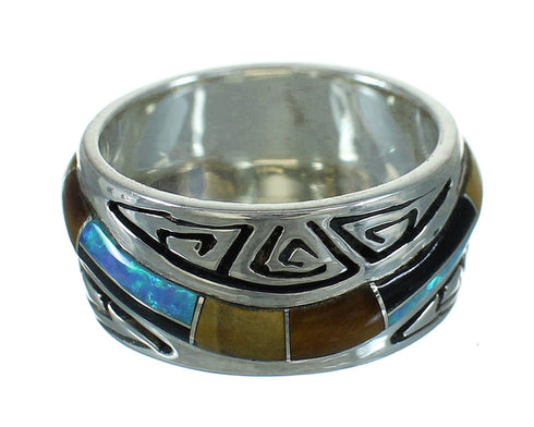 Water Wave Silver Multicolor Southwest Ring Size 7 YX75375